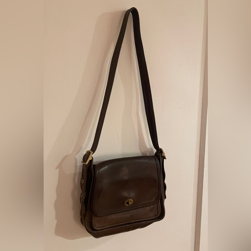 COACH dark brown cross body purse